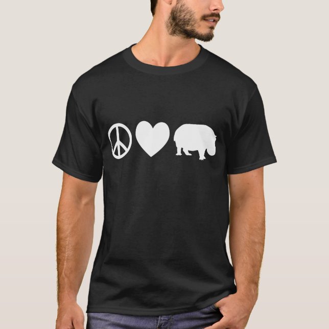T-shirt Paix Amour et Hippopotames (Devant)