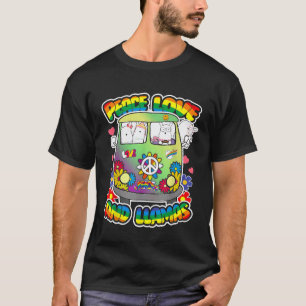 T-shirt Paix Amour Et Llamas Hippie Fleur Groovy Alpaga