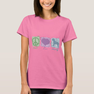 T-shirt Paix, amour, et mastiff en pastel