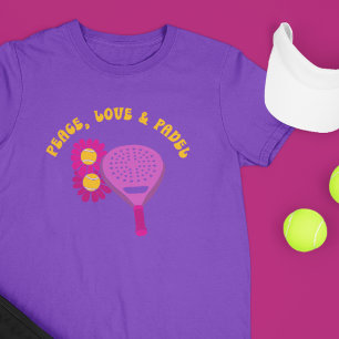 T-shirt Paix, Amour et Padel Flower Power
