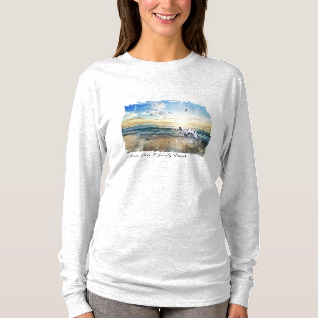 T-shirt Paix, amour et pattes de Sandy dalmatiennes (Devant)