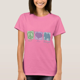 T-shirt Paix, amour, et Samoyeds en pastel