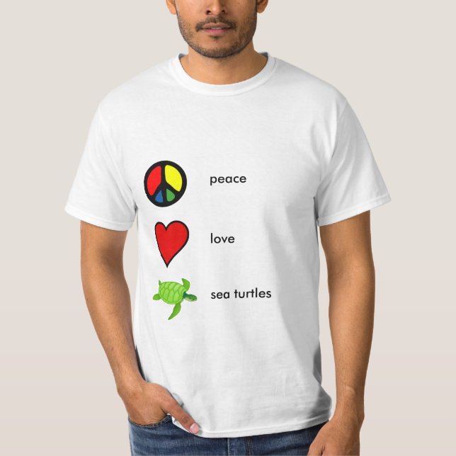 T-shirt Paix, amour, et tortues de mer (Devant)