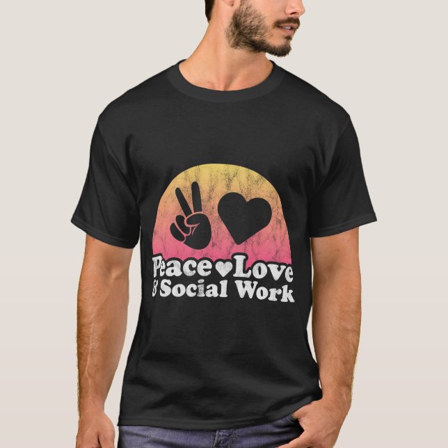 T-shirt Paix Amour Et Travail Social Travailleur Social (Devant)