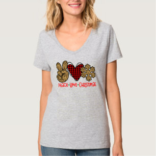 T-shirt Paix, Amour, Flocon de neige léopard