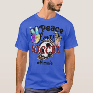 T-shirt Paix Amour Football Mimi La vie Maman Grand-mère L