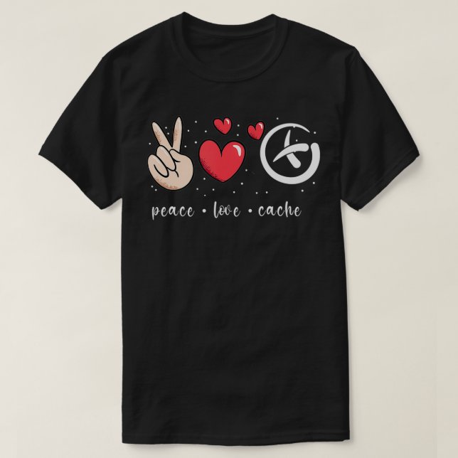 T-shirt Paix Amour Géocaching Géocaching (Design devant)