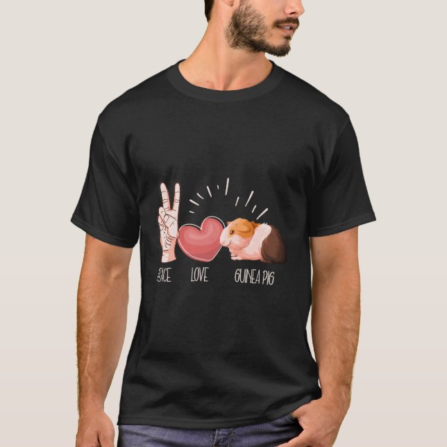 T-shirt Paix Amour Guinée Cochon Drôle Guinée Cochons Amou (Devant)