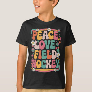 T-shirt Paix Amour Hockey Sur Gazon 70 Hippie Rétro Hockey
