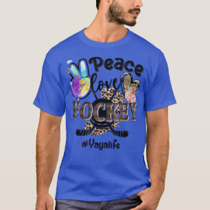 T-shirt Paix Amour Hockey Yaya Vie Maman Grand-mère Léopar