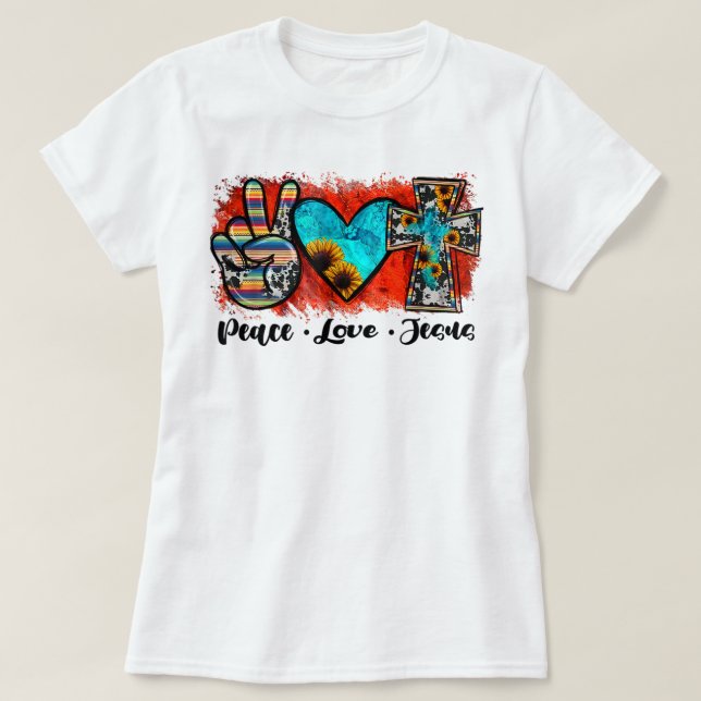 T-shirt Paix Amour Jésus Drôle Chrétien, Amour Comme Jésus (Design devant)