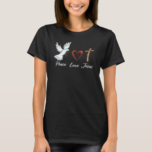T-shirt Paix Amour Jésus Mignonne Dove Croix Chrétienne Fo
