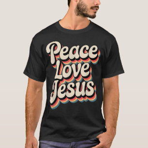T-shirt Paix Amour Jésus Rétro Arc-en-ciel 60S Bohème Hipp