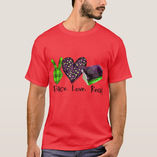T-shirt Paix Amour Lecture famille (Devant)