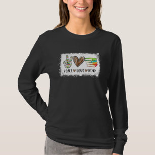 T-shirt Paix Amour Lire Livres Lecture Professeur Décoloré