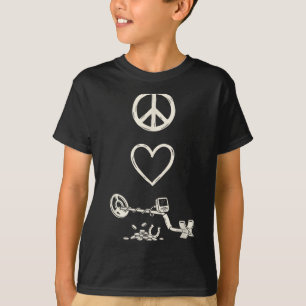 T-shirt Paix amour métaux détection détecteur trésor pièce