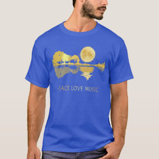 T-shirt Paix Amour Musique Guitare Lac Ombre Hippie Musici