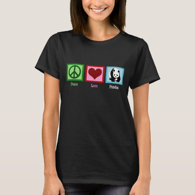 T-shirt Paix Amour Panda Ours (Devant)