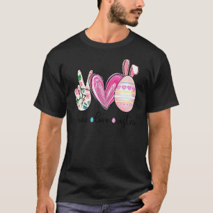 T-shirt Paix Amour Pâques Œuf Drôle Pâques Femmes Filles E