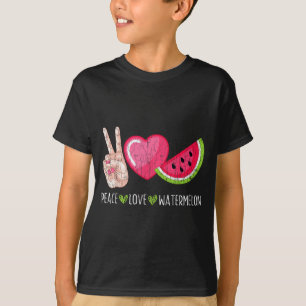 T-shirt Paix Amour Pastèque Drôle Été Amateur de Fruits