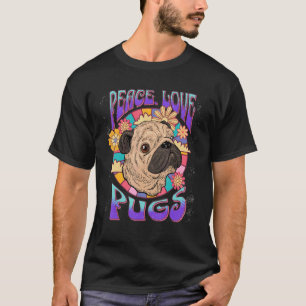 T-shirt Paix  Amour  Pugs    Chien    Maman Pug  Maman Chi