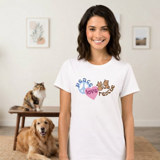 T-shirt Paix Amour Sauvetage Chat et Chien