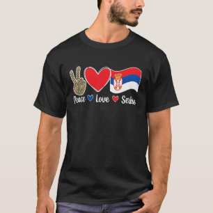 T-shirt Paix Amour Serbie Drapeau Serbe Racines Serbes