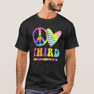 T-shirt Paix Amour Troisième Année Tie Dye Heureux Premier