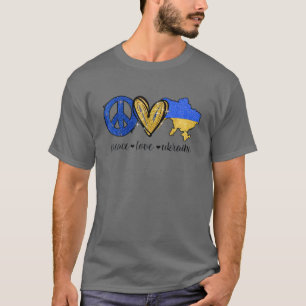 T-shirt Paix, Amour, Ukraine drapeau ukrainien Je me tiens
