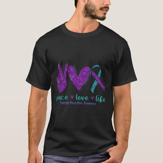 T-shirt Paix Amour Vie Prévention Suicide Objectif (Devant)