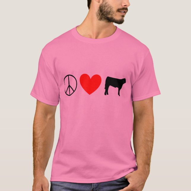 T-shirt paix, coeur, vache à boeuf (Devant)