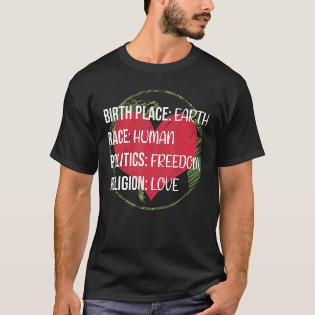T-shirt Paix colorée Fière Humaniste (Devant)
