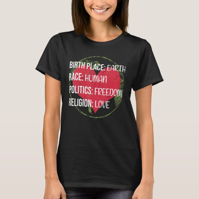 T-shirt Paix colorée Fière Humaniste (Devant)