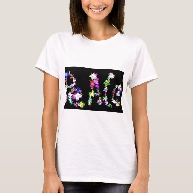 T-shirt "PAIX" dans l'art des fleurs Imprimer (Devant)