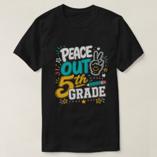 T-shirt Paix dehors 5e année Rétro Groovy Promotion de 2