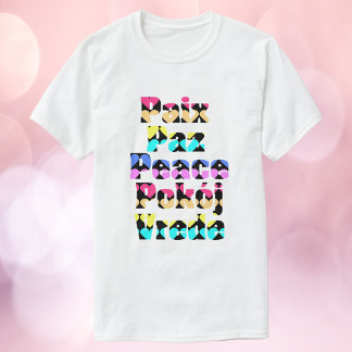 T-shirt Paix en différentes langues Coeurs lumineux