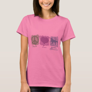 T-shirt Paix en pastel, amour, et chiens d'arrêt d'or