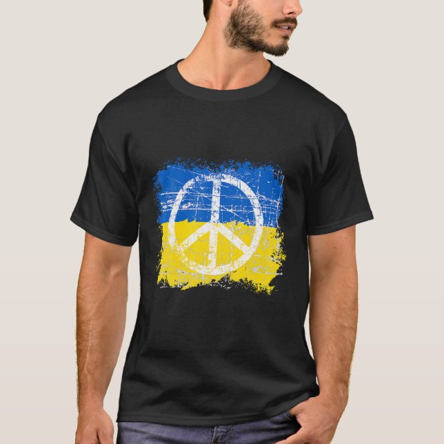 T-shirt Paix En Ukraine Drapeau Crest Ukraine Paix (Devant)