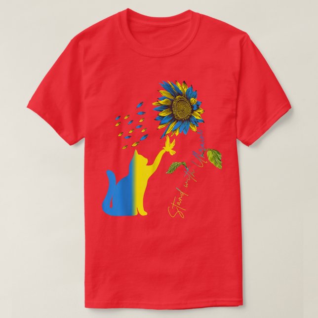 T-shirt Paix en Ukraine La colombe et le chat  (Design devant)