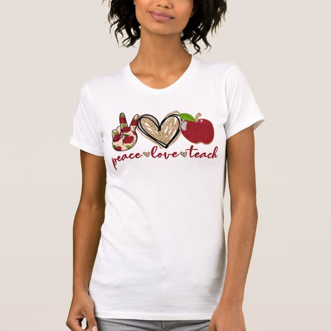 T-shirt Paix et amour de l'enseignant (Devant)