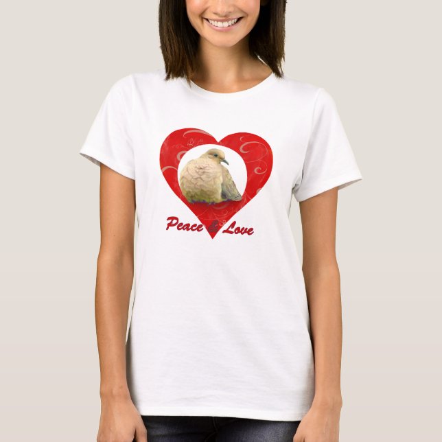 T-shirt Paix et Amour - Dove de deuil - Coeur (Devant)