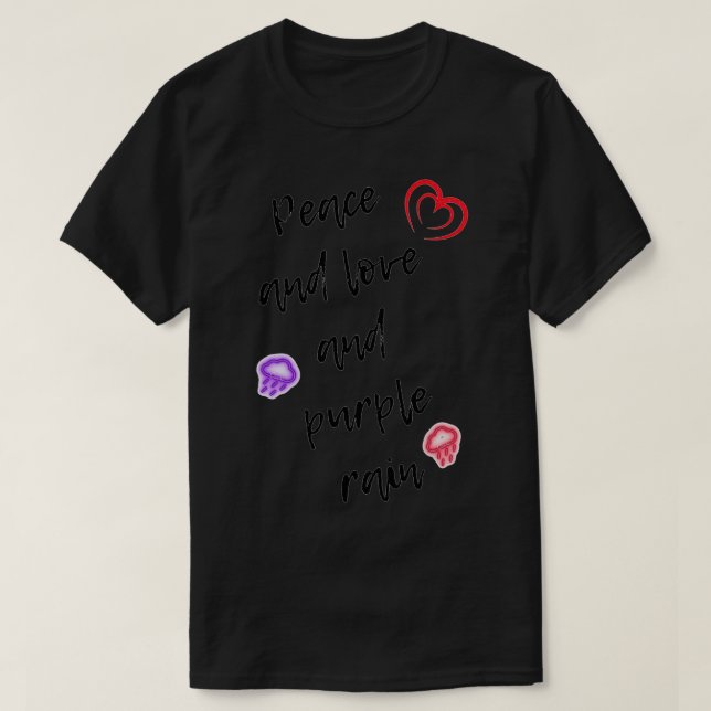 T-shirt Paix et amour et pluie violette (Design devant)