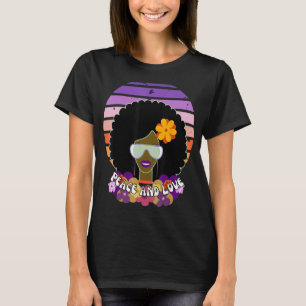 T-shirt Paix Et Amour Femme Noire Melanin Fierté Africaine