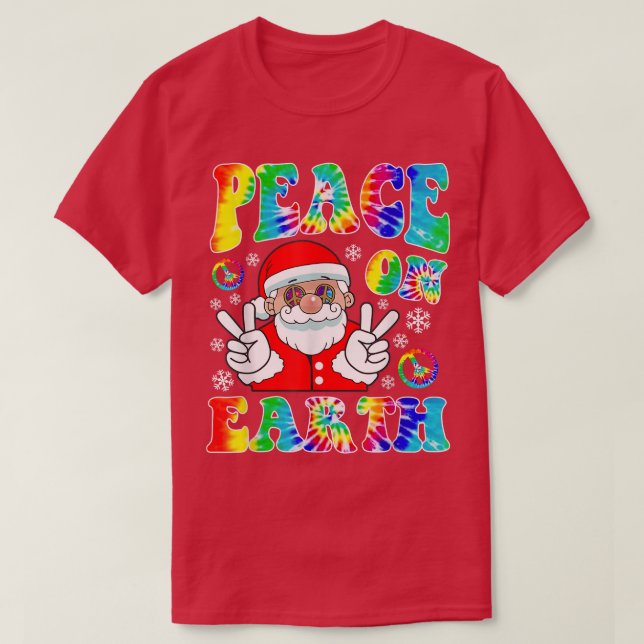 T-shirt Paix hippie sur Terre Boho Noël Père Noël (Design devant)