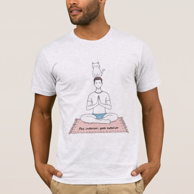 T-shirt Paix Intérieure, Chat Extérieur (Devant)