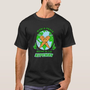 T-shirt Paix Mondiale Végane Commence Dans La Cuisine