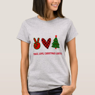T-shirt Paix personnalisée Amour de Noël Lumières Rouge Ve