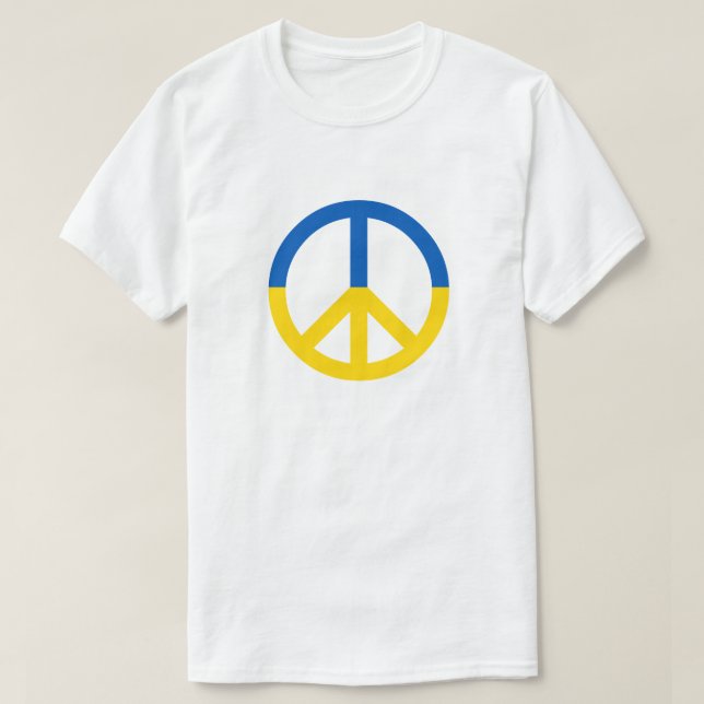 T-shirt Paix pour l'Ukraine Couleurs du drapeau bleu jaune (Design devant)
