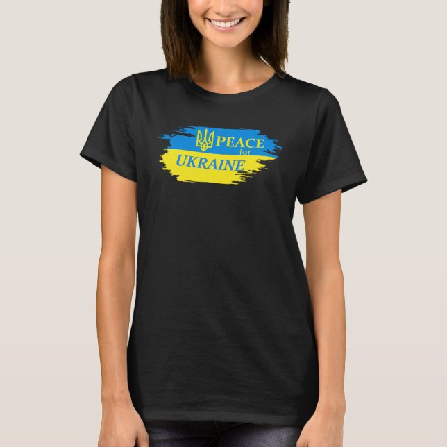 T-shirt Paix pour l'Ukraine Pavillon ukrainien Logo Ukrain (Devant)