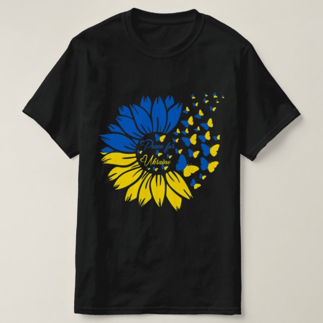 T-shirt Paix pour l'Ukraine tournesol ukrainien papillon U (Design devant)